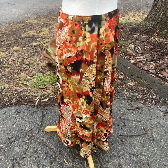 SOUTHERN LADY VINTAGE ABSTRACT FLORAL      A LINE MAXI SKIRT WOMENS 10 - Picture 1 of 8